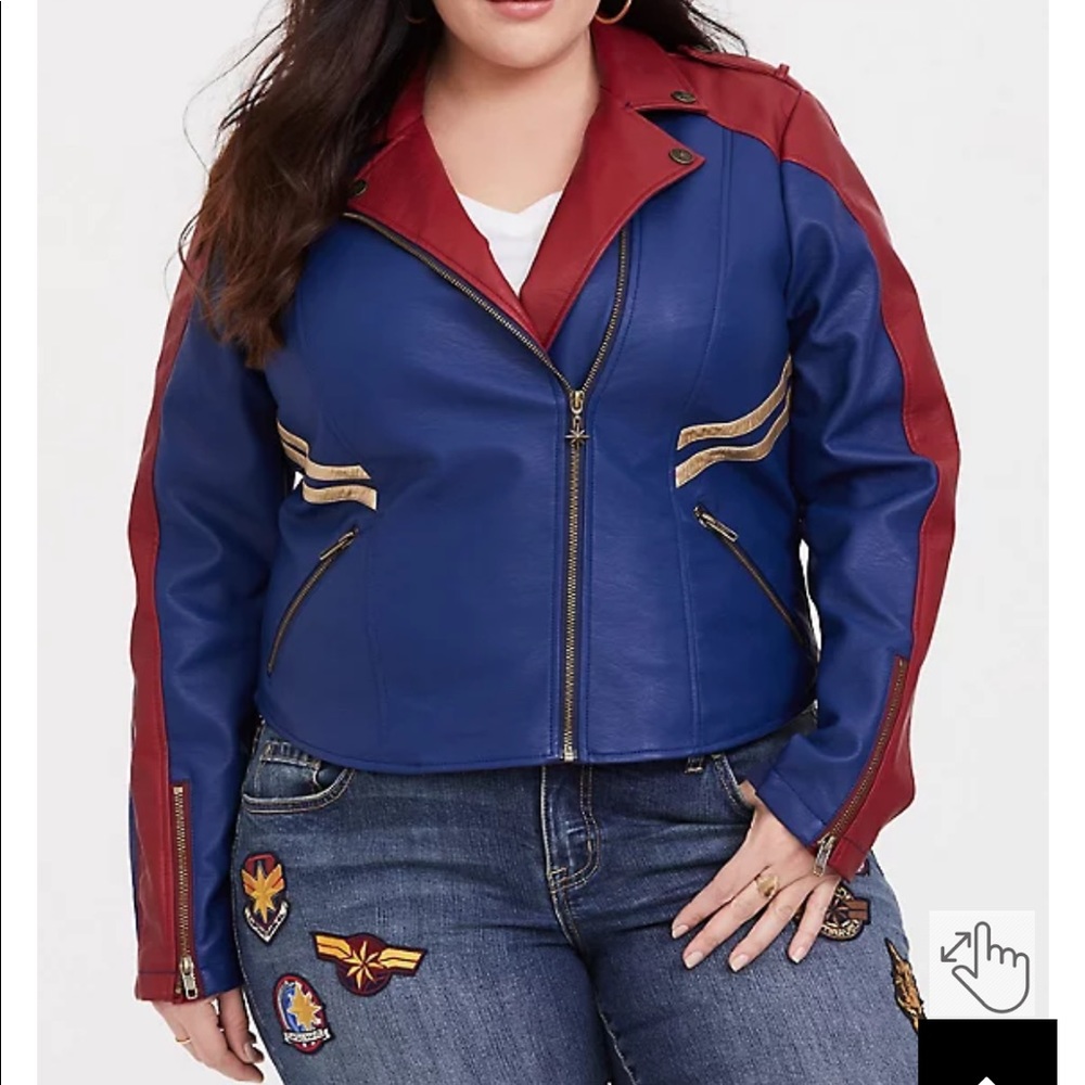 Her Universe Captain Marvel Moto Jacket Plus Size Faux Leather